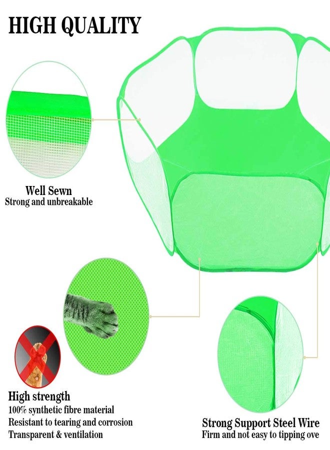 GABraden Small Animals Tent,Reptiles Cage,Breathable Transparent Pet Playpen Pop Open Outdoor/Indoor Exercise Fence,Portable Yard Fence (Cool Green) - Image 2